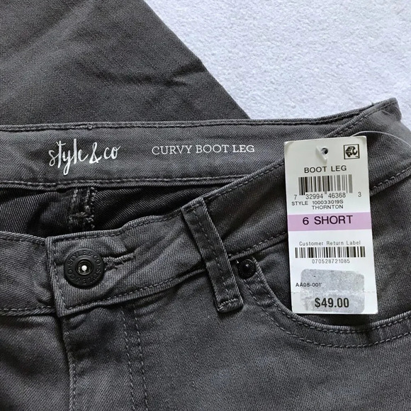 Style & Co. NWT Grey Wash Curvy Boot Leg Jeans Women 6S - Picture 7 of 10